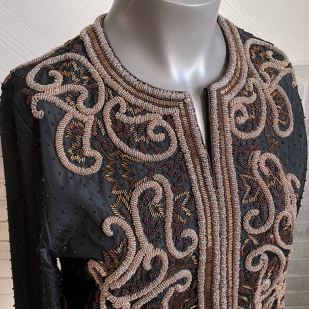 Vintage Ashley of London Silk Beaded Cropped Jacket